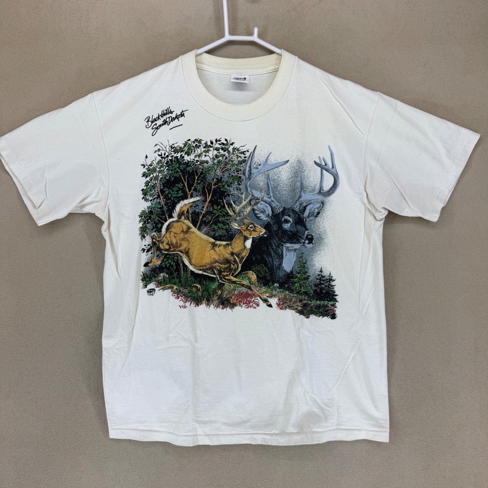 Anvil Black Hills South Dakota Graphic T Shirt Mens XL Deer Nature USA